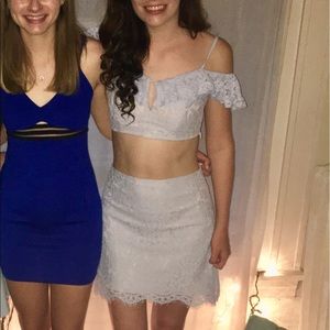 Two piece blue lace dress